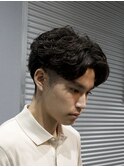 フェザーパーマ/ニュアンスパーマ/センターパート/刈り上げ