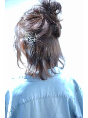 【Ciel】　ショートヘアのハーフアップお団子アレンジ