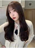 顔周りレイヤーカットくびれヘアミルクティーベージュカラー