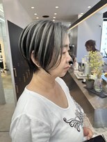 ロンドシエル 横浜(Lond ciel)&nbsp;ミニウルフチェリーブラウンブリーチなしショートボブ前髪/横浜