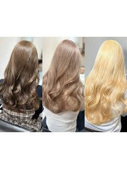 顔周りレイヤー×ダブルカラー/ハイトーンが人気の渋谷美容室!伸ばしかけの髪もオージュアで髪質改善♪渋谷