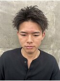 フェザーショートアップバングセンターパートメンズハイライト