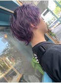 メンズマッシュウルフxパープルカラー