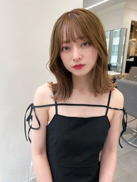 ラル 立川(lar) ぷつっとセミディ_オリーブベージュレイヤーカットウェットヘア