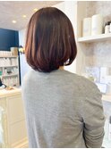 福山市美容室Caary人気 赤みブラウン艶ボブ秋ヘア