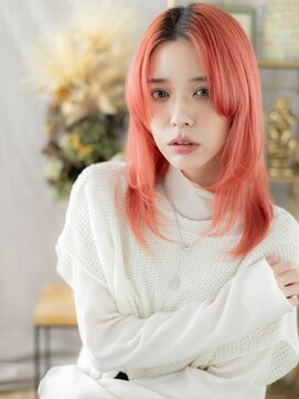 カバーヘア ブリス 戸田公園西口店(COVER HAIR bliss) アプリコットオレンジ姫カットレイヤーウルフc7戸田公園10代20代