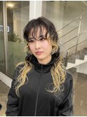 ウルフカットレイヤーカットデザインブリーチパーマウルフカット