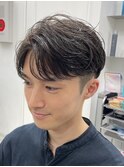 仙台ニュアンスパーマ刈り上げ無し短め毛流れセンターパート30代
