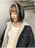 切りっぱなしボブポイントカラーミックスカラーブロックカラー