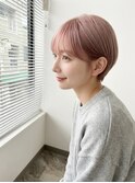 ピンクベージュ×ショート