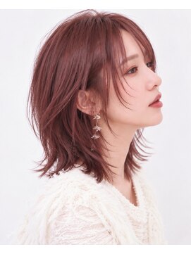 ソレイユトウキョウシブヤ(SOLEIL TOKYO shibuya) ミディアムレイヤーウルフレイヤーピンクブラウン韓国