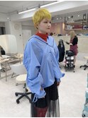 ブロンドショートのイエローデザイン♪（ブリーチ1回以上）