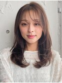 外ハボブエアリーカールうるツヤ斜めバングデジタルパーマ