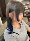 大人かわいい/レイヤーロング/グレーベージュ/前髪パーマ/我孫子