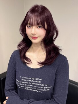 ベレーザ 渋谷神南(Beleza) 16179黒髪ラウンドバングダークレッドローズブラウンワンホン
