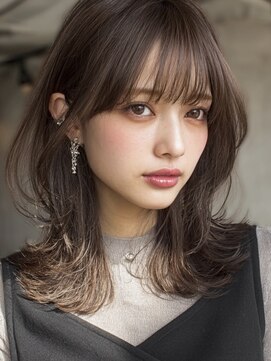 ダル 渋谷/表参道(DAL.) 顔周りカットハッシュカットダークブラウンワンホンレイヤー韓国