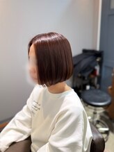 ワ ヘアー(wa-hair)&nbsp;ボブ×切りっぱなしボブ×ミニボブ×ピンクベージュ×髪質改善艶