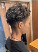 調布ハイライトメンズパーマハイライト刈り上げマッシュウルフ