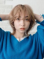 シオン(shion)&nbsp;ボブルフウルフレイヤーロングくすみベージュ秋色小顔_9177