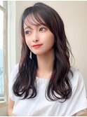暗髪でも出せるこなれ感フェイスレイヤー×ナチュラルセミロング
