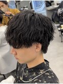 縦落ちツイストスパイラルメンズパーマ波巻きスパイラル