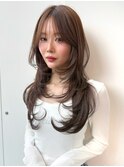 グレーブラウンイメチェン/バタフライカット/ダークブラウン