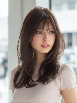 ダル 渋谷/表参道(DAL.) ハッシュカット/ハッシュレイヤー/暗髪透明感/前髪あり