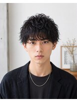 MEN's Baguz MEN'Sカット/ MEN'Sパーマ/ MEN'Sカラー 黒髪マッシュ強めカール束感メンズパーマ