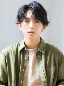 ハニーシブヤ(HONEY shibuya) センターパートマッシュパーマアップバング/ビジネススーツOK