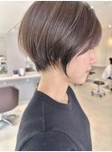 ショートボブ丸みショートマッシュショート抜け感ベージュ