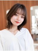 大人かわいい前髪セシルカットココアブラウンフリンジウェーブ