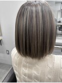 大人ハイライトボブ/20代30代40代/くすみベージュカラー