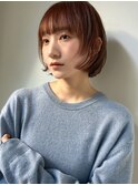 ショートレイヤーボブ#ミニウルフ#チェリーブラウン