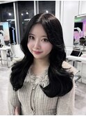 ブルーブラック くびれ巻き 韓国ヘア