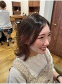 大人可愛い20代30代40代インナーカラー小顔レイヤーボブ