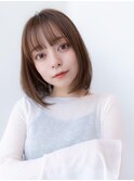 大人かわいい前髪セシルカットココアブラウンフリンジウェーブ 