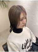 切りっぱなし×毛先カラー
