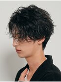 仙台センターパートツイストスパイラルパーマ縦落ち刈り上げなし
