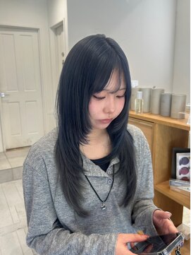 ネオリーブウリ 二子玉川店(Neolive uri) ミディアムヘア暗めカラーデザインカラーフェイスフレーミング
