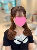 ハーフアップ三つ編みアレンジ