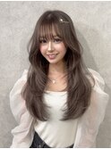 シールエクステ/レイヤーカット/くすみブラウン