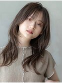 前髪あり/顔周りレイヤー/アッシュブラウン