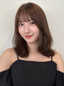 ノイカーム(noi Calm) 顔周りレイヤーカットくびれヘアミルクティーベージュカラー