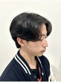 ニュアンスパーマメンズカットパーマセンターパートフェザー