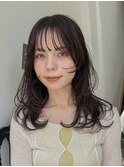 レイヤーカットシースルーバング顔まわりカット