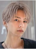 フェザーパーマニュアンスパーマセンターパート韓国ショート金髪