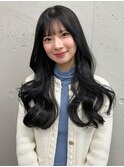 松尾菫菜/ブルーブラック/レイヤーカット/韓国ヘア