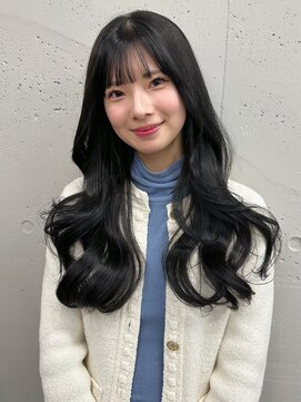 松尾菫菜/ブルーブラック/レイヤーカット/韓国ヘア