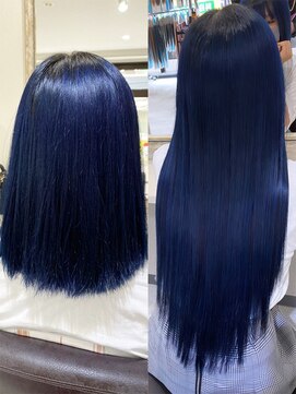 カルフール ロハス 草加東口店(Carrefour LOHAS) ブルーブラック/ブリーチなし/韓国風/髪質改善/艶感カラー