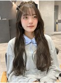 ブリーチなしダブルカラーオリーブベージュ顔周り小顔レイヤー